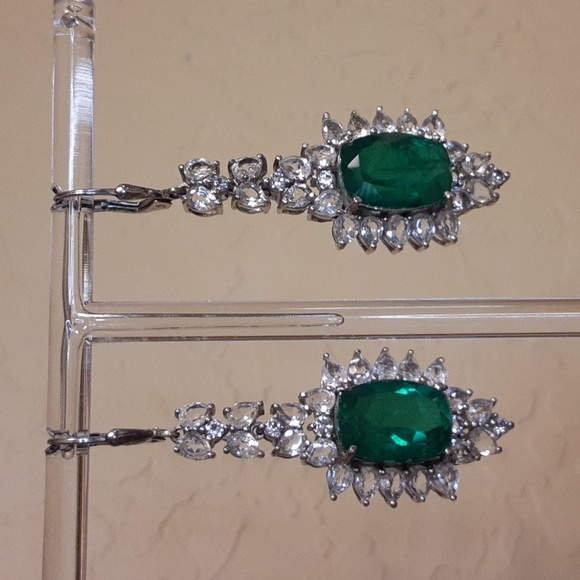 925 Moss Green Emerald Quartz and White Topaz.  FIRM.